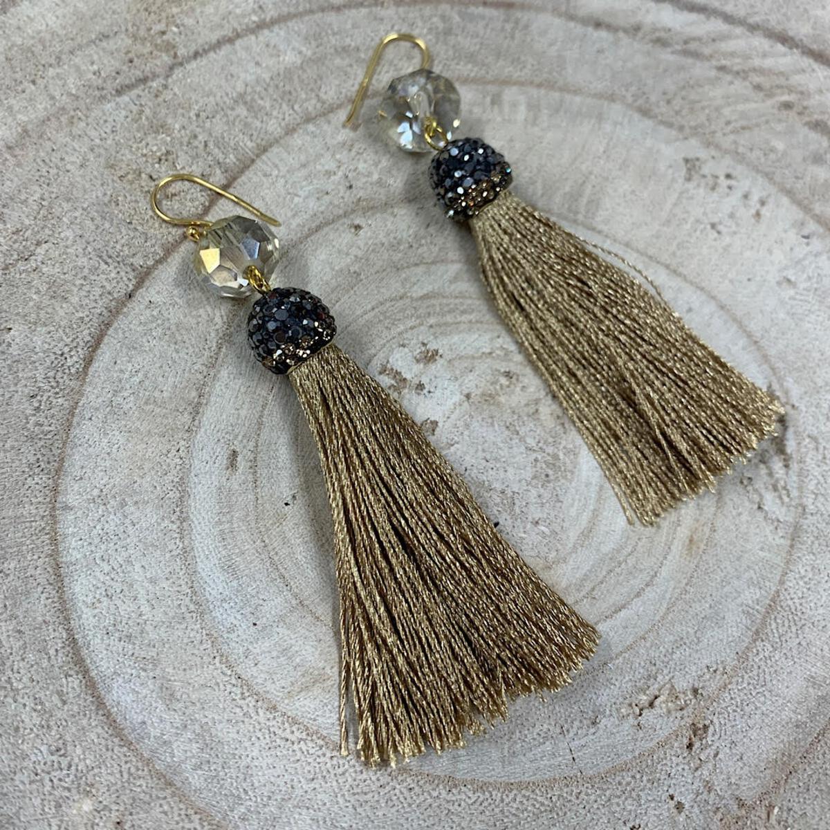 Crystal Round Tassel Earrings by Bali Queen