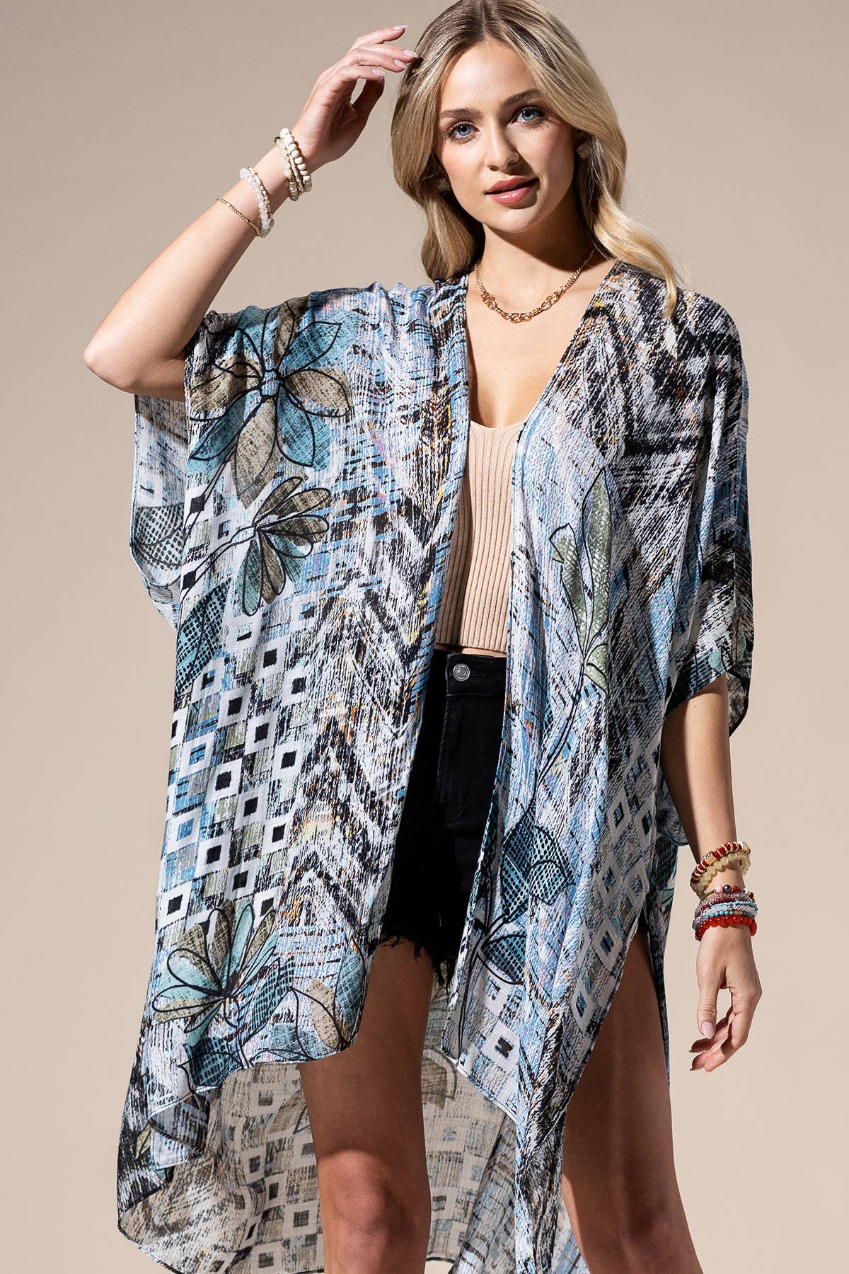 Floral Abstract Multi Kimono by Urbanista