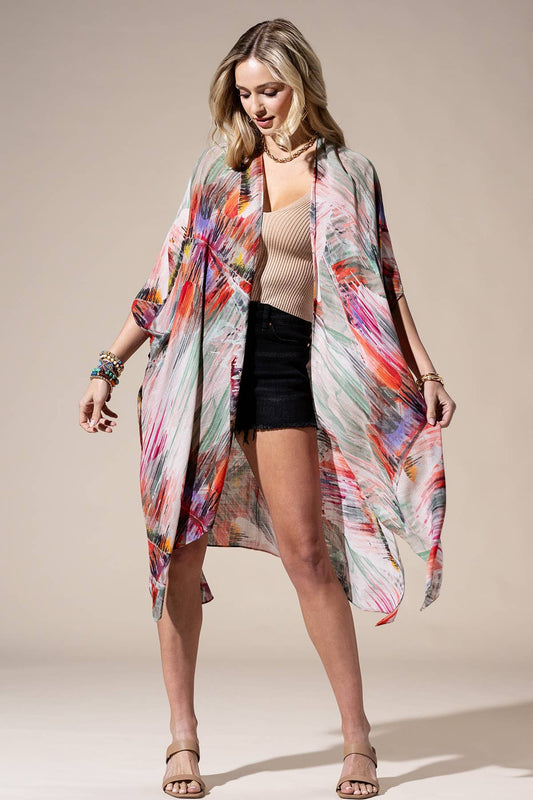 Brushstroke Multi Pastels Kimono by Urbanista