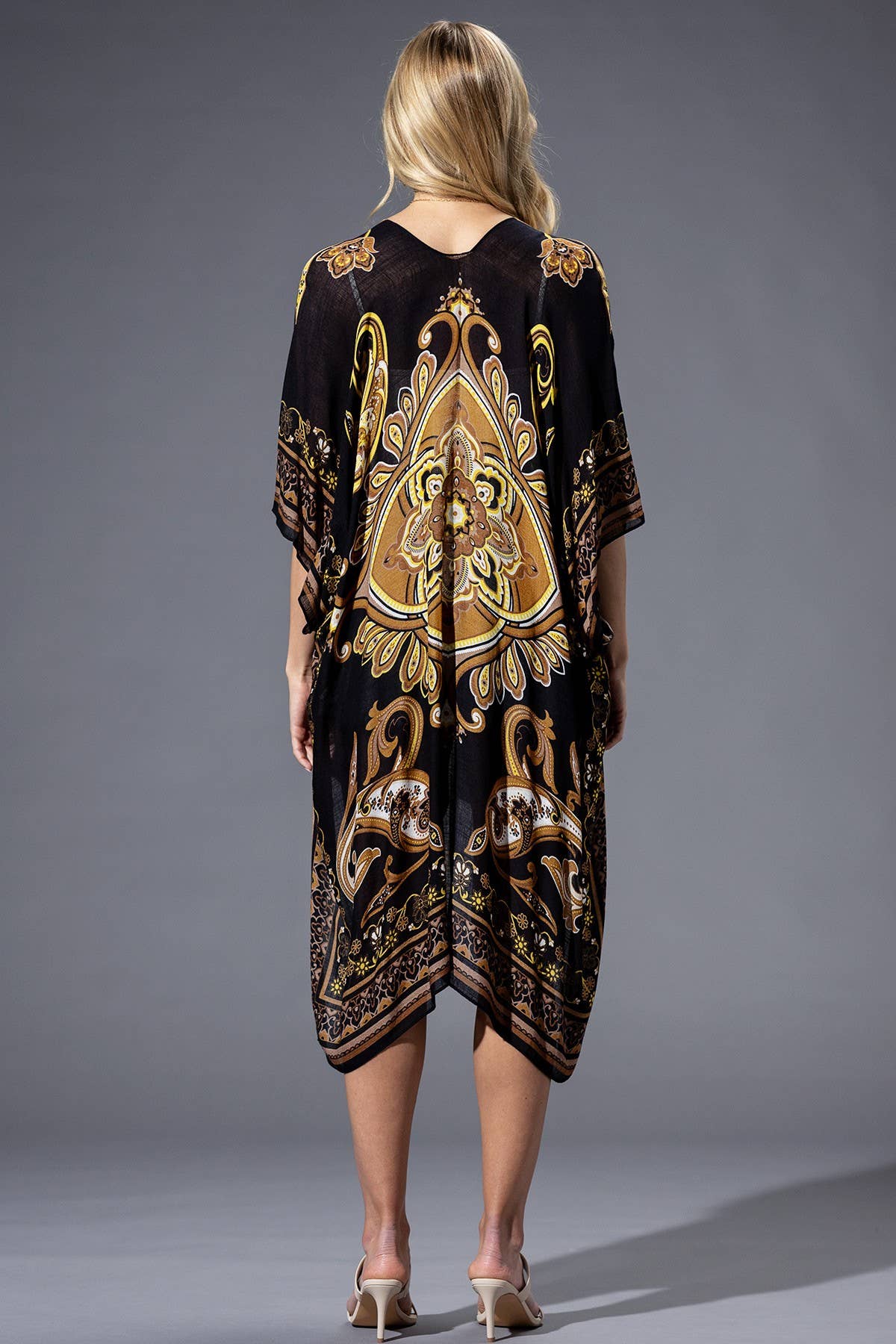 Mandala Print Brown Yellow Multi Kimono by Urbanista