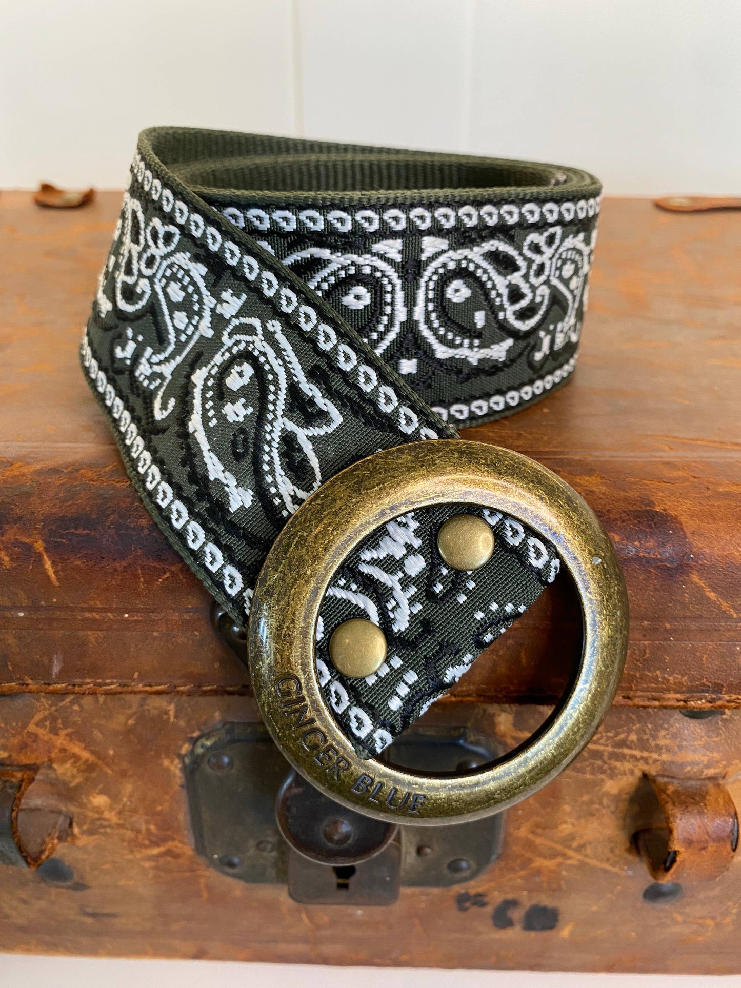 Ginger Blue Belt - Paisley Please Forest Green
