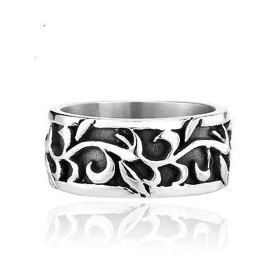 🌿 Stainless Steel Vine Pattern Ring