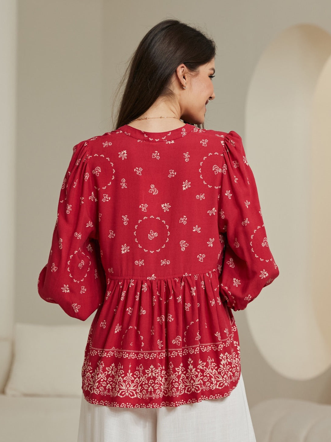 Imogen Boho Raspberry Red Top