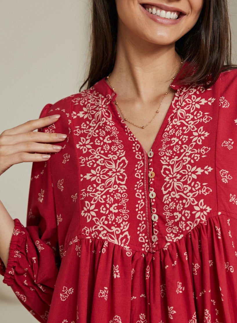Imogen Boho Raspberry Red Top