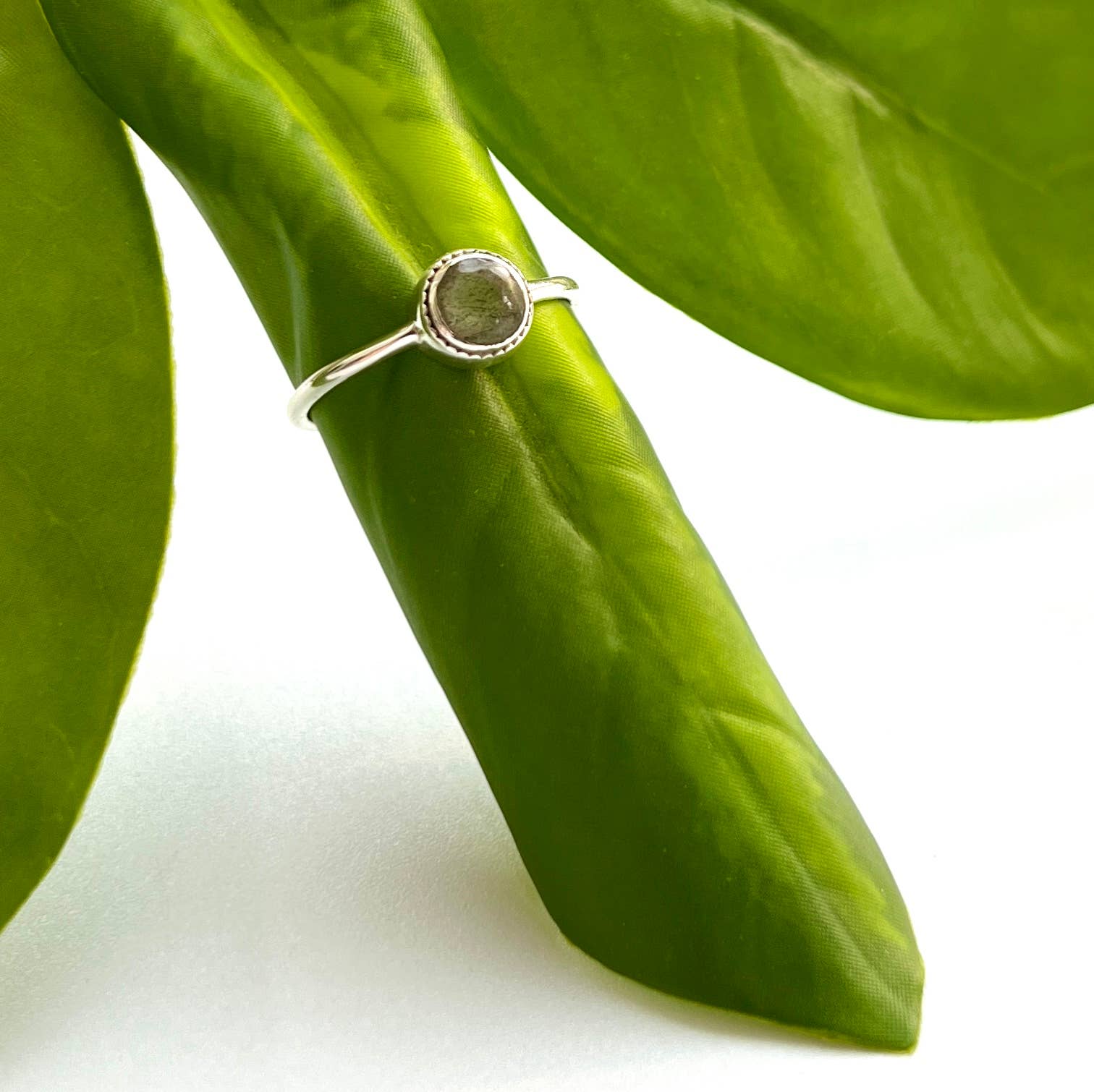 Sterling Silver Labradorite Solitaire Ring by Baizaar