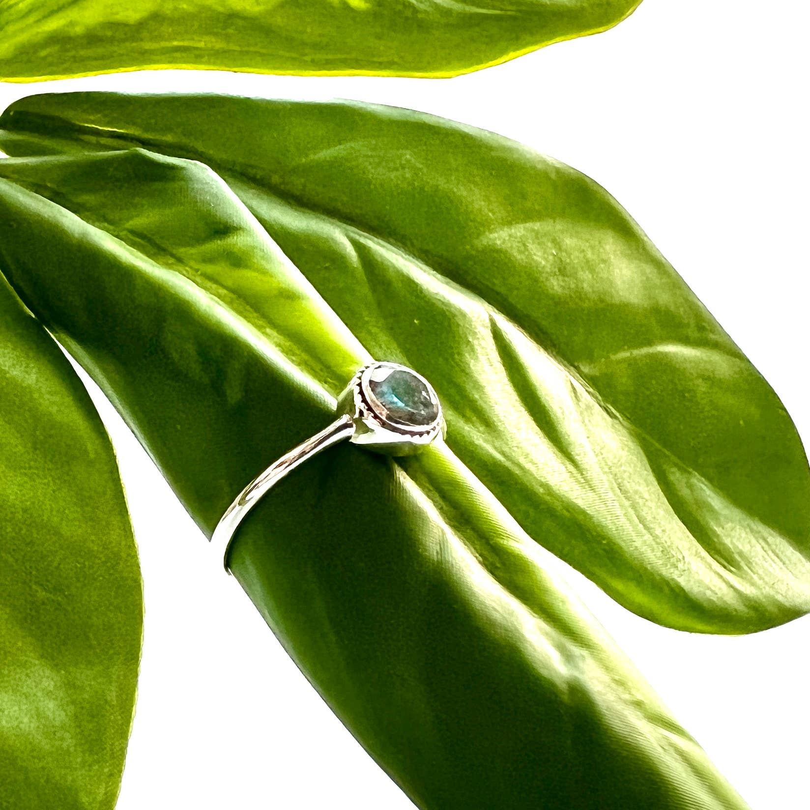 Sterling Silver Labradorite Solitaire Ring by Baizaar