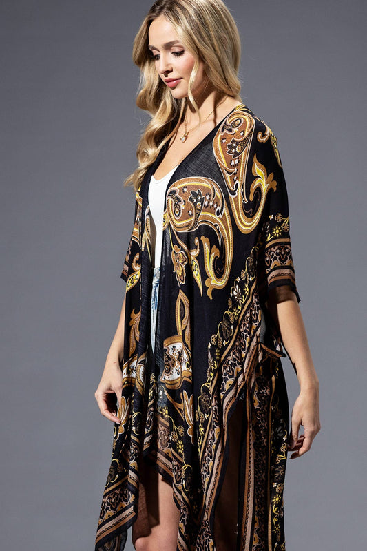 Mandala Print Brown Yellow Multi Kimono by Urbanista