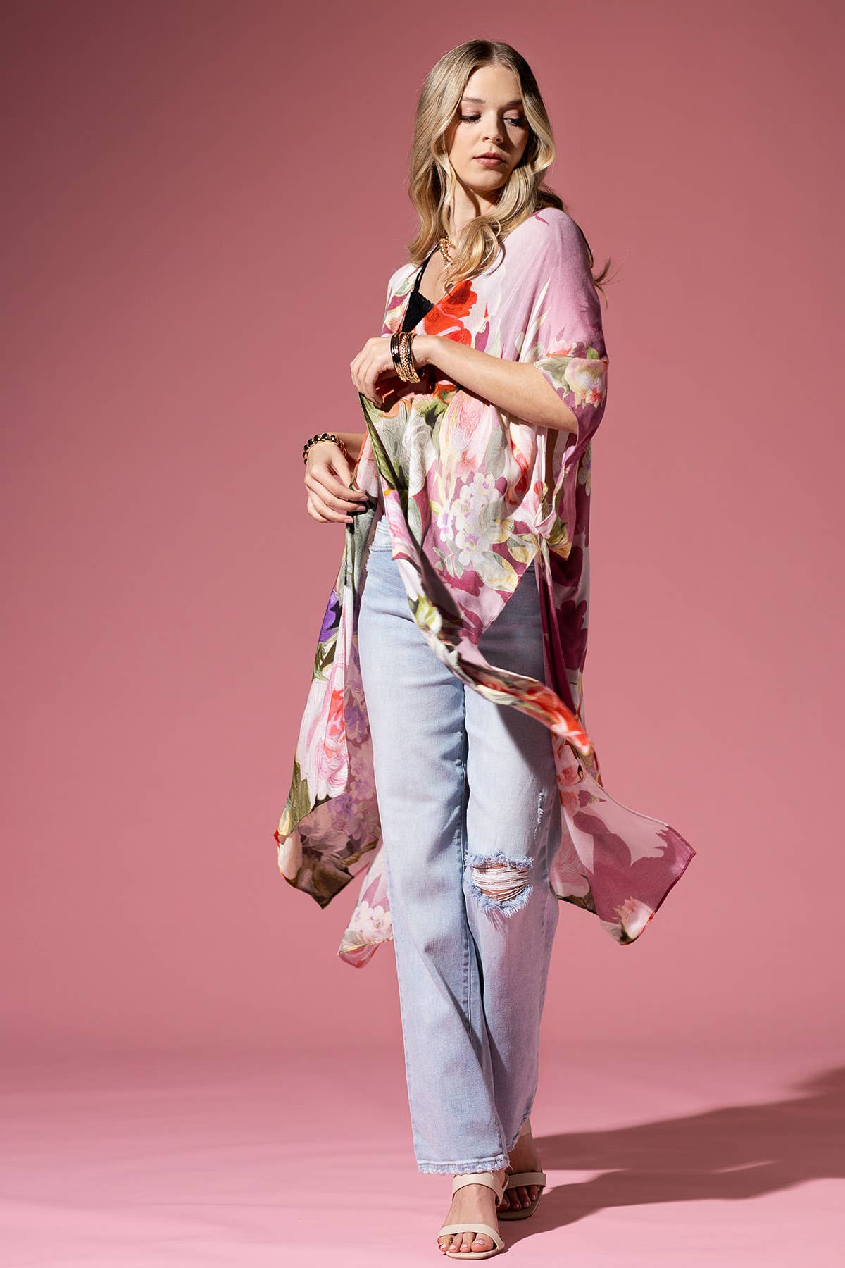 Chateau Rose Print Kimono