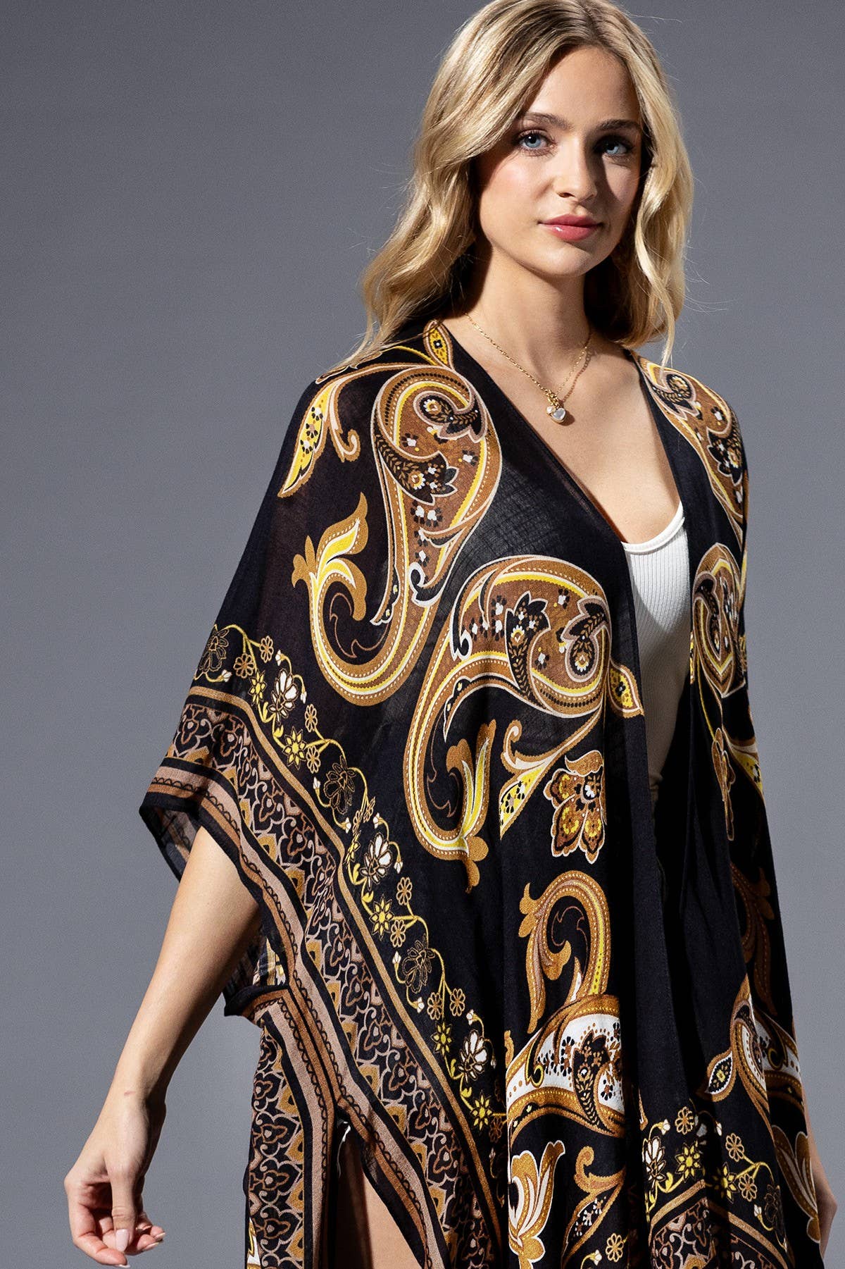 Mandala Print Brown Yellow Multi Kimono by Urbanista