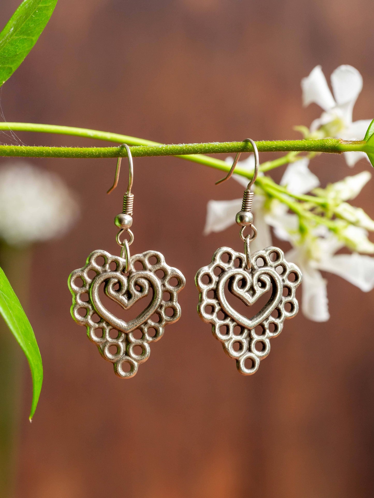 Silver Lace Heart Earring by TABOO FASHION