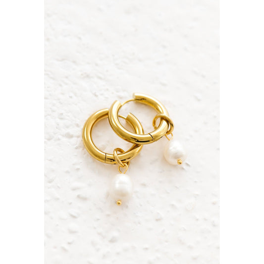 Allegra Gold Earrings with Pearls by Indigo & Wolfe