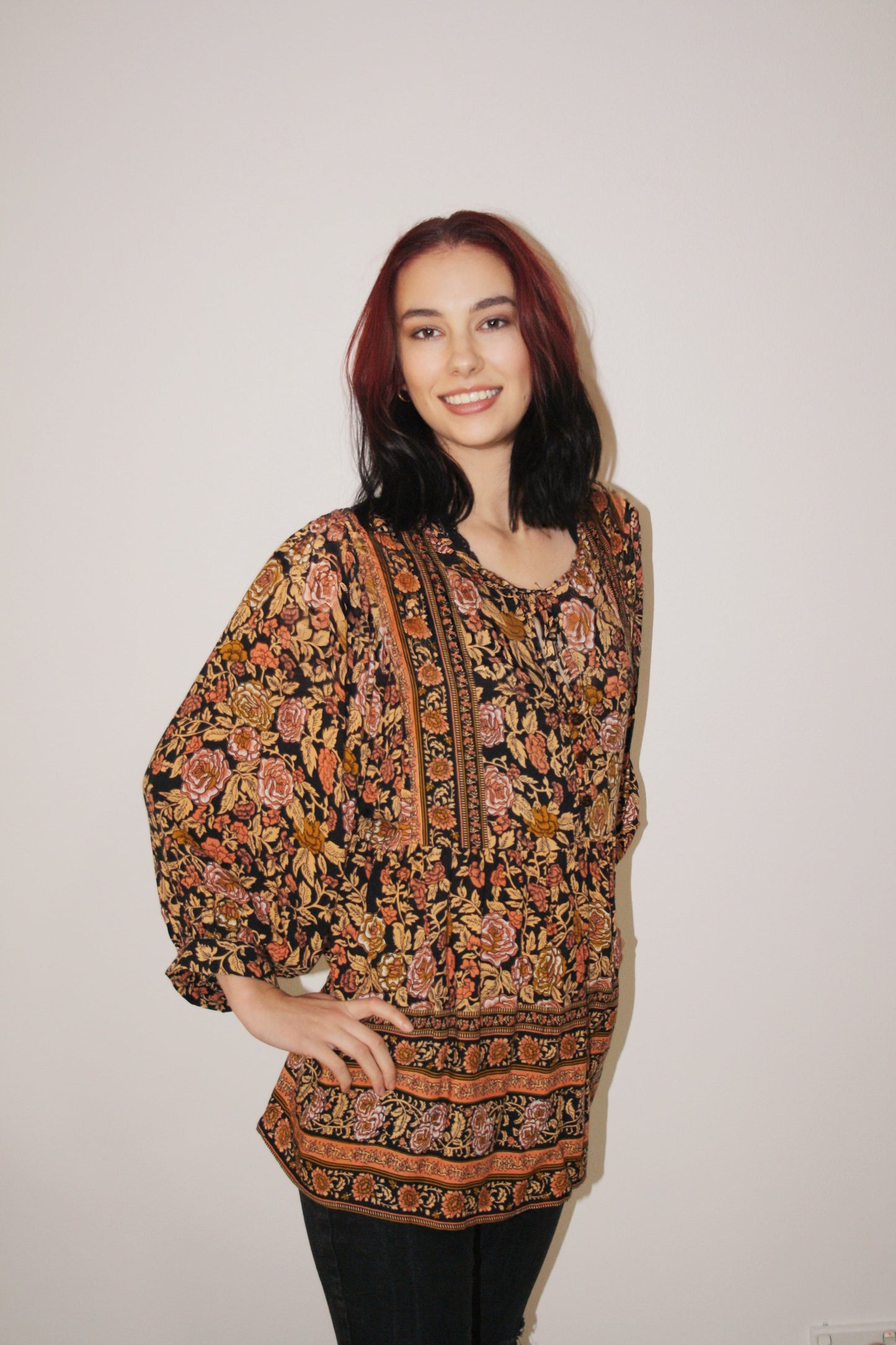 Ashlee Boho Balloon Sleeve Top - @Saucy Ladies