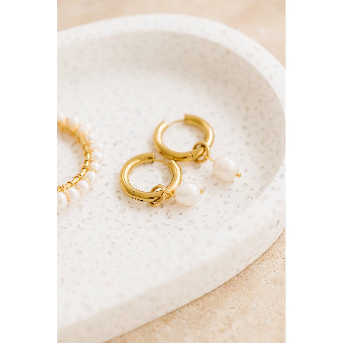 Allegra Gold Earrings with Pearls by Indigo & Wolfe
