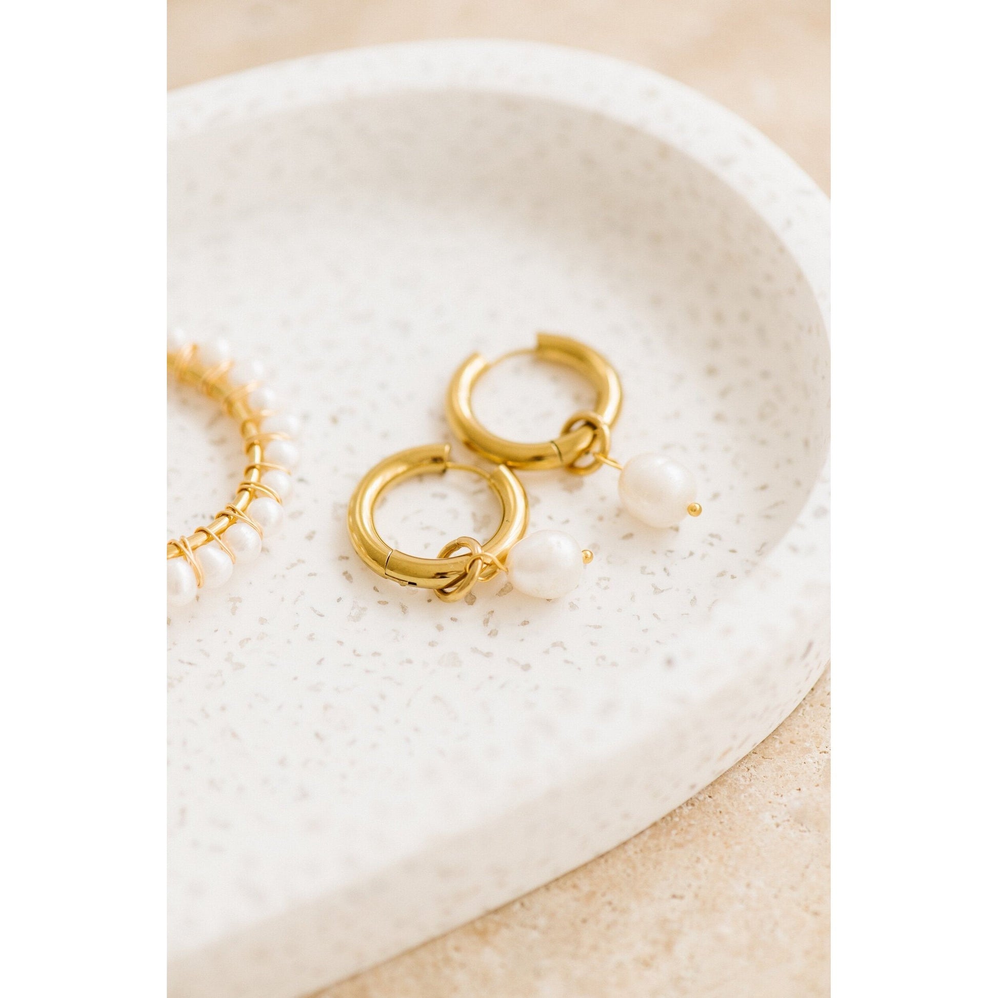 Allegra Gold Earrings with Pearls by Indigo & Wolfe