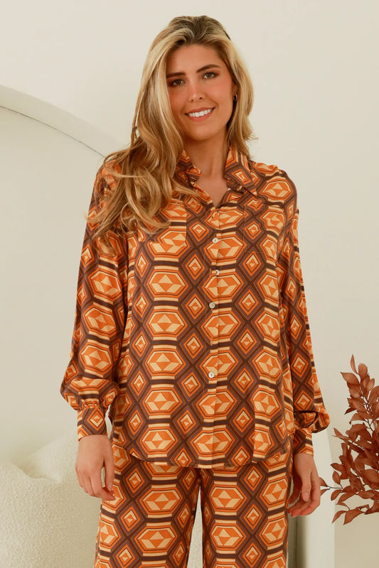 Tarni Retro Print Shirt by Ava Mia