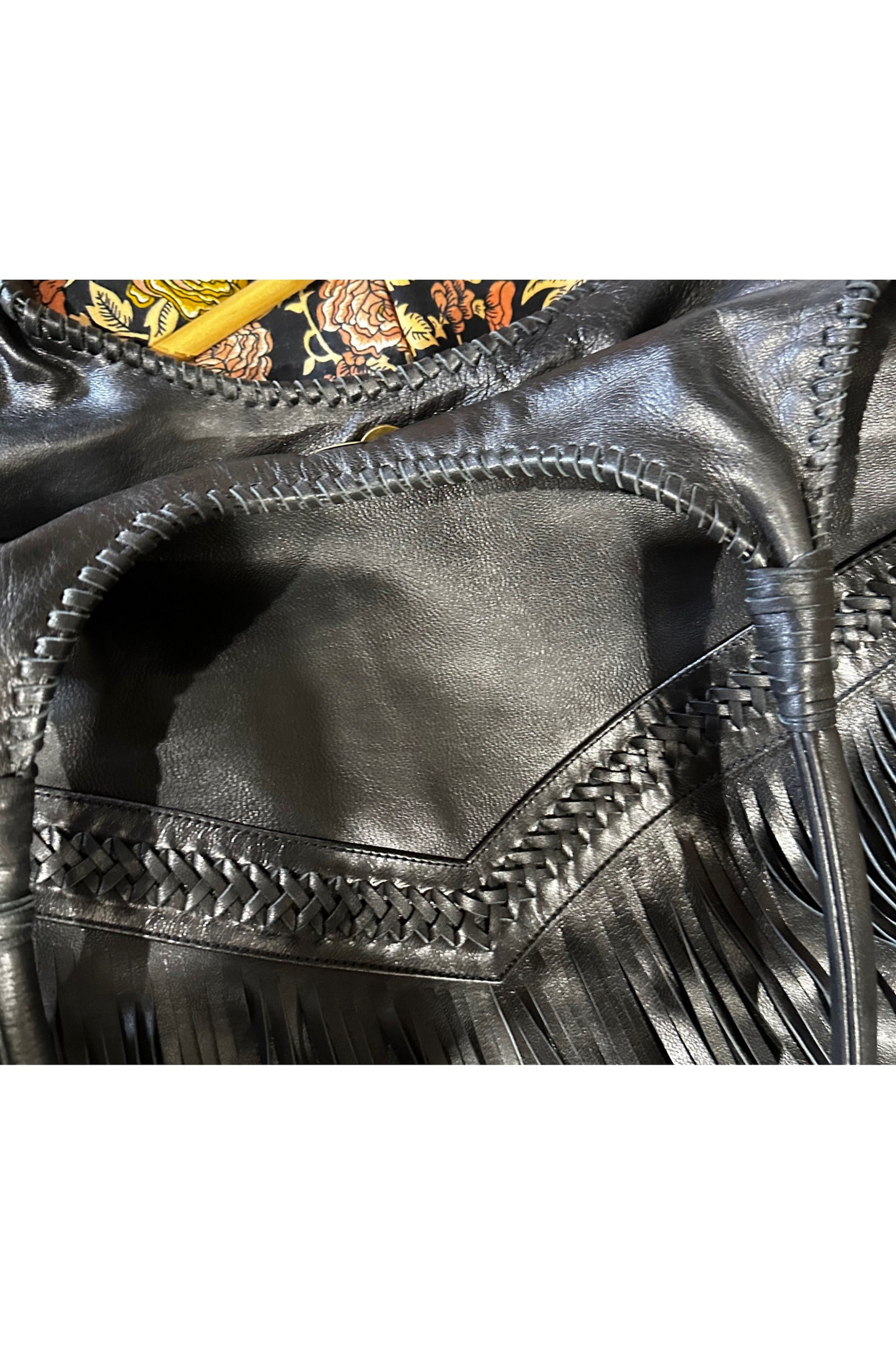 Arizona Fringed Black Leather Boho Bag by Boho Rhapsody