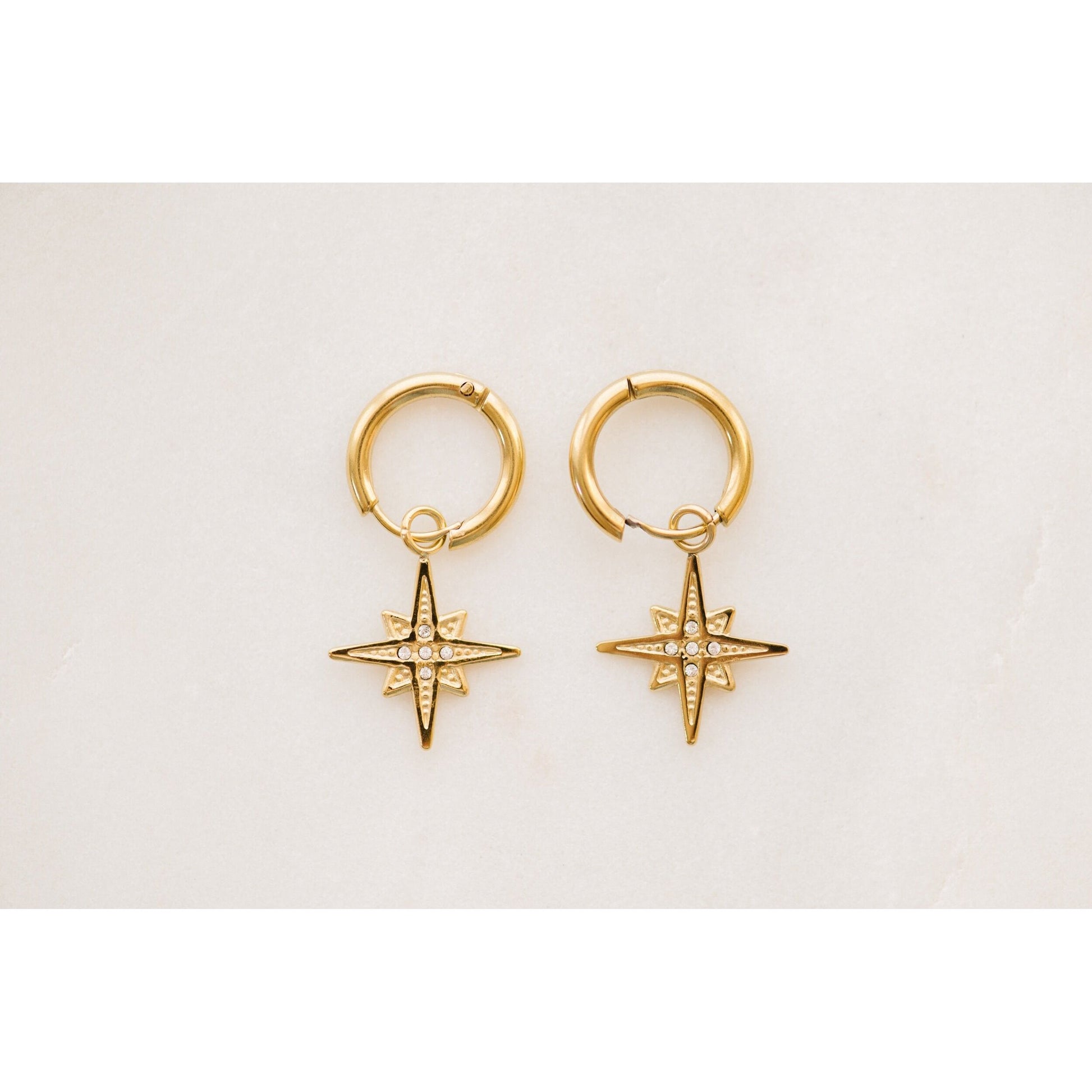 Astra Gold Plated Earrings with Diamante by Indigo & Wolfe