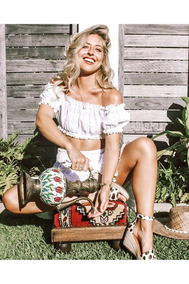 Daisy Crop Blouse - White Cotton by Tanah Folk