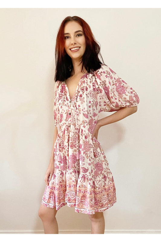 Carly Babydoll Dress - Pink Rose by Boho Rhapsody