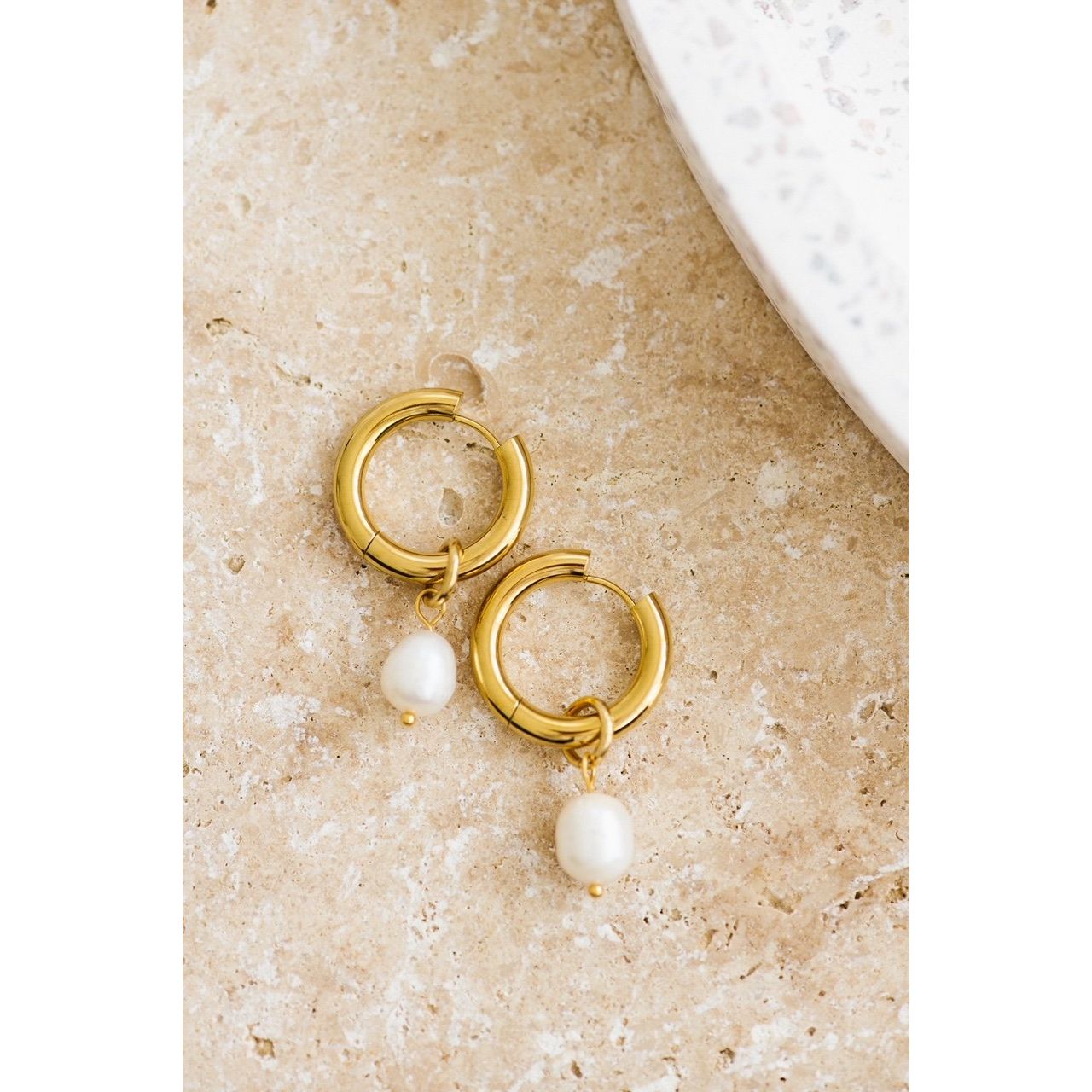 Allegra Gold Earrings with Pearls by Indigo & Wolfe