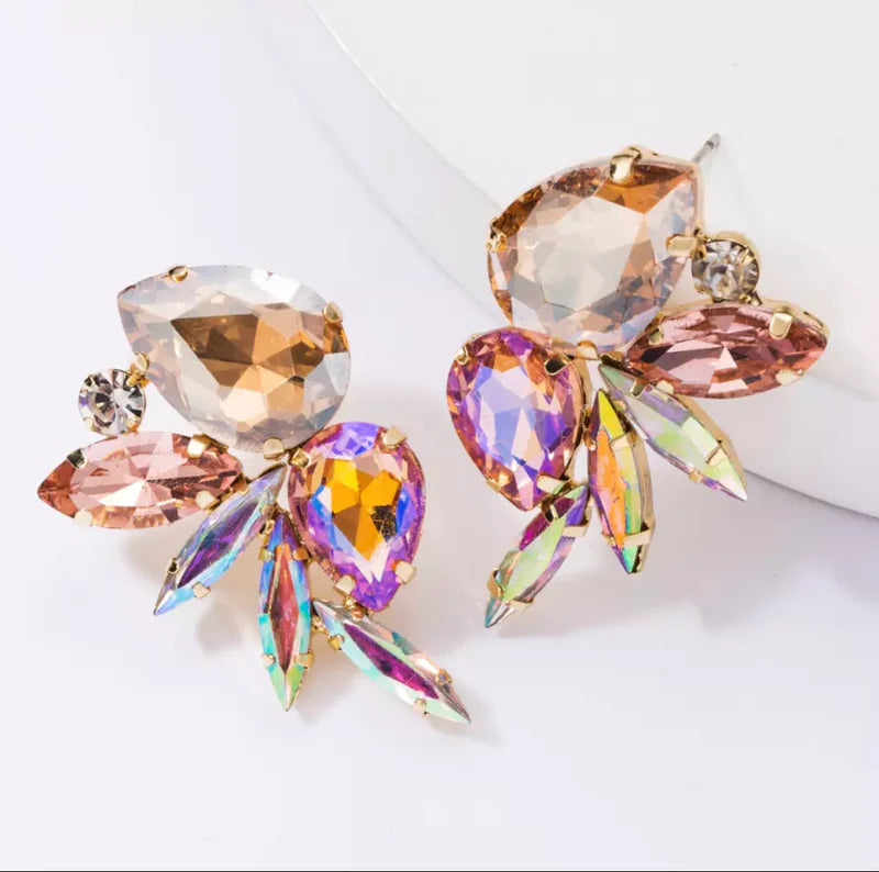 Camille Pink Multi Crystal Stud Earrings