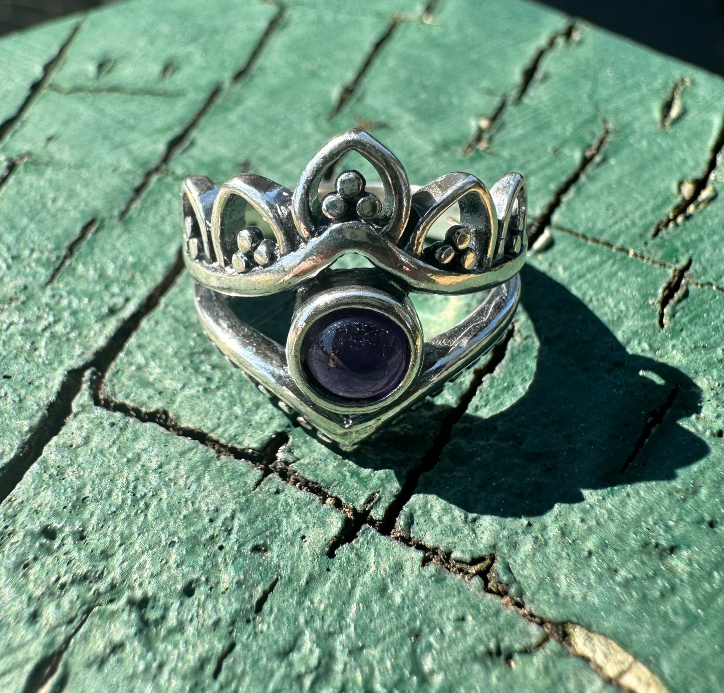 Sterling Silver Chevron Ring with Gemstone by Boho Rhapsody