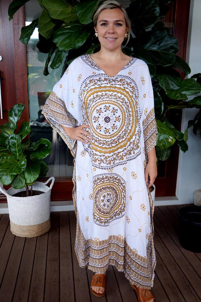 Tunisia Mandala Boho Long Kaftan by Sundrenched