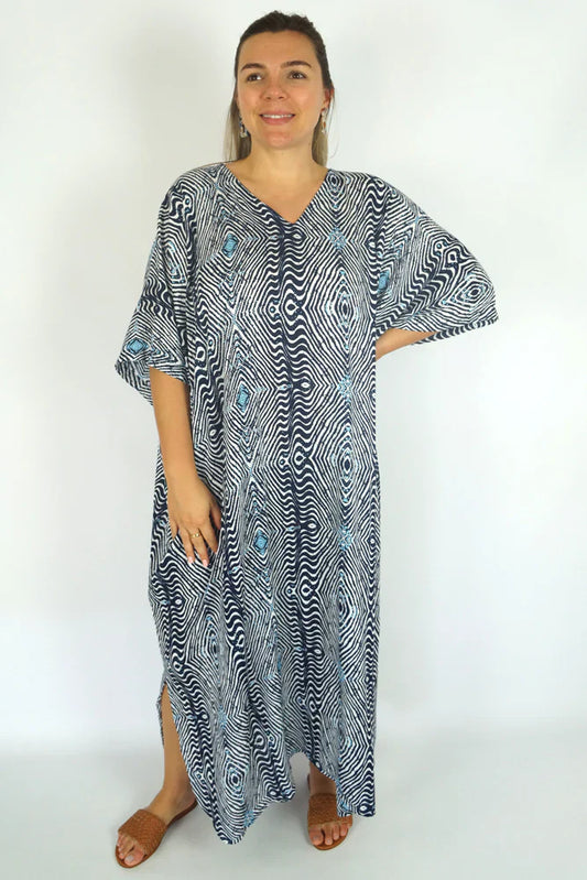 Navy Papua Long Kaftan by Sundrenched