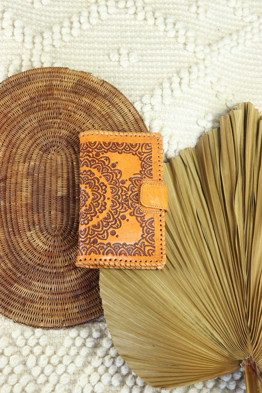 Tan Leather Mandala Wallet by House of Skye