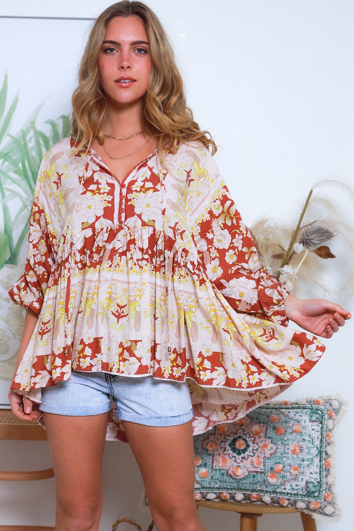 Joy Boho 3/4 Sleeve Top