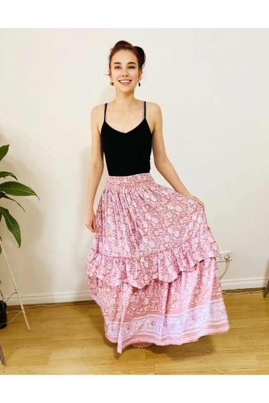 Nala Boho Ruffle Maxi Skirt by Boho Rhapsody