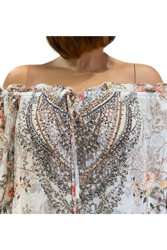 Embellished Off Shoulder Top - Gems by Lorraine Designs