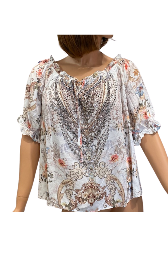Embellished Off Shoulder Top - Gems by Lorraine Designs