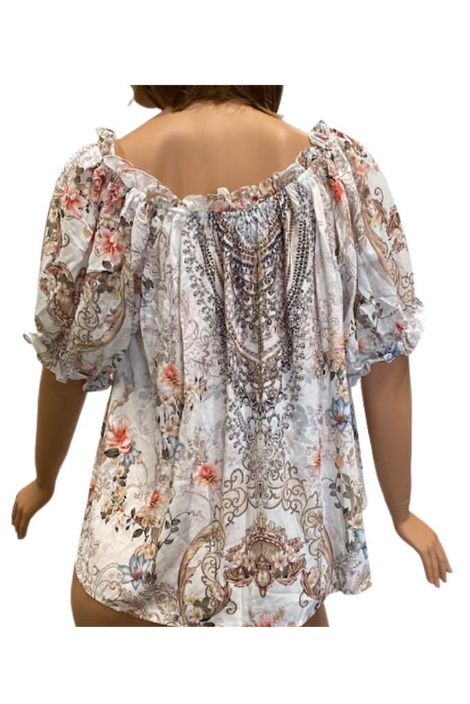 Embellished Off Shoulder Top - Gems by Lorraine Designs