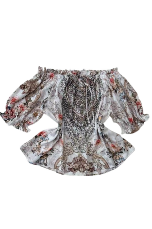 Embellished Off Shoulder Top - Gems by Lorraine Designs