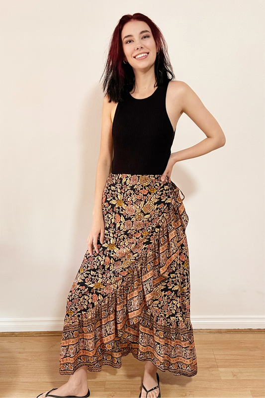 Vintage Rose Boho Wrap Skirt by Boho Rhapsody