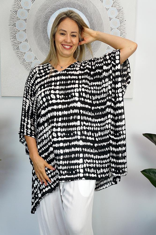 Festive Animal Print Kaftan Top Tunic