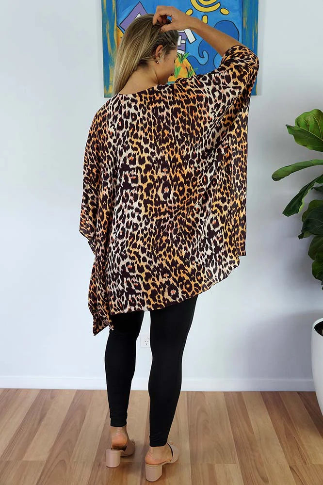 Festive Animal Print Kaftan Top Tunic