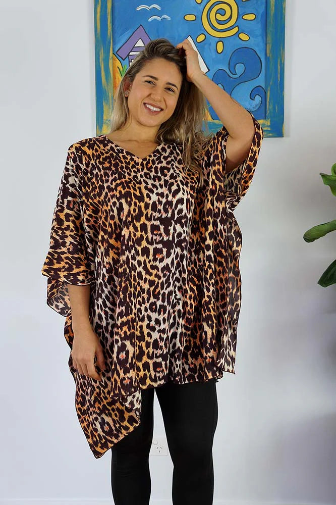 Festive Animal Print Kaftan Top Tunic