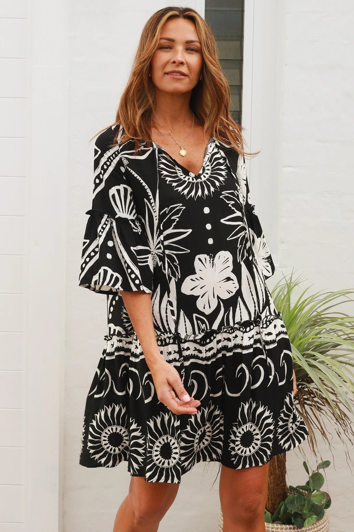 Noosa Black & White Mini Dress by Salty Palm