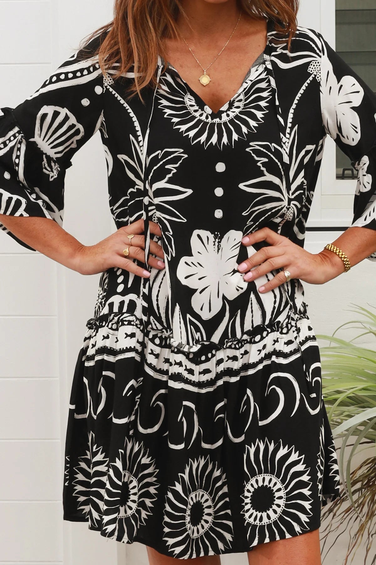 Noosa Black & White Mini Dress by Salty Palm