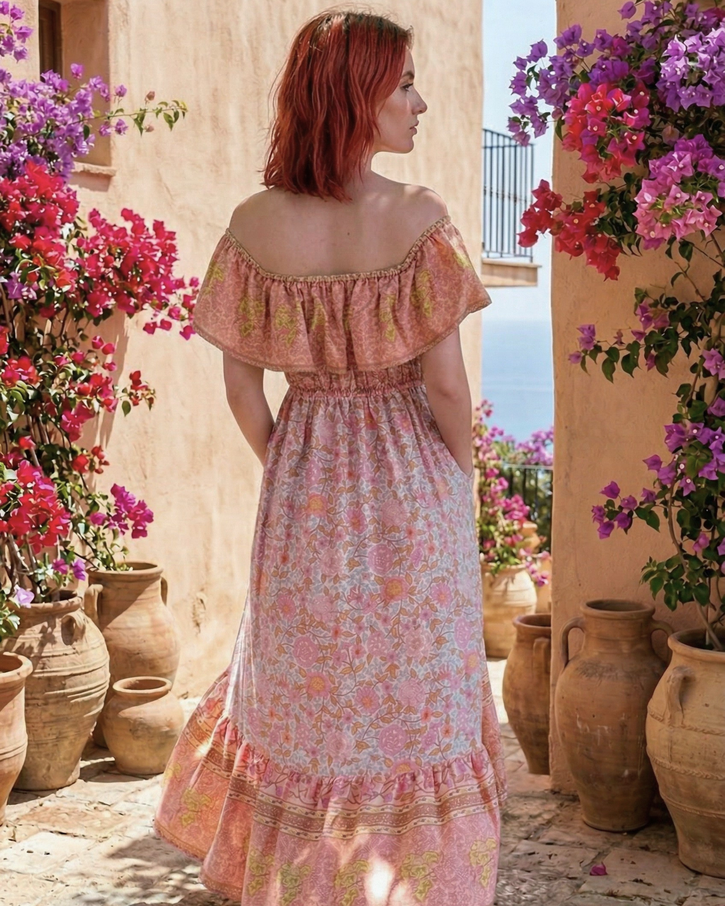 Salina OTS Boho Floral Maxi Dress