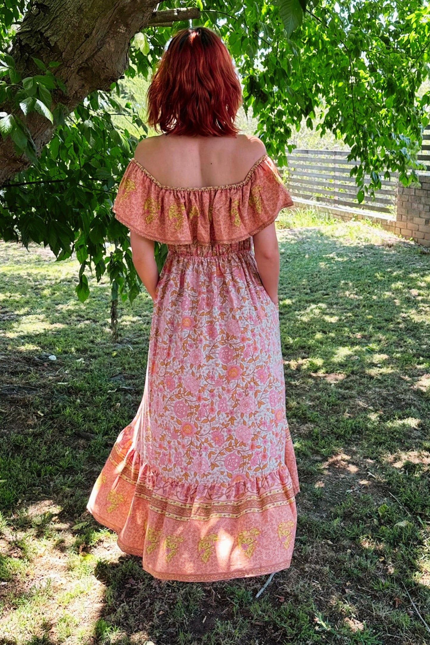 Salina OTS Boho Floral Maxi Dress by Boho Rhapsody