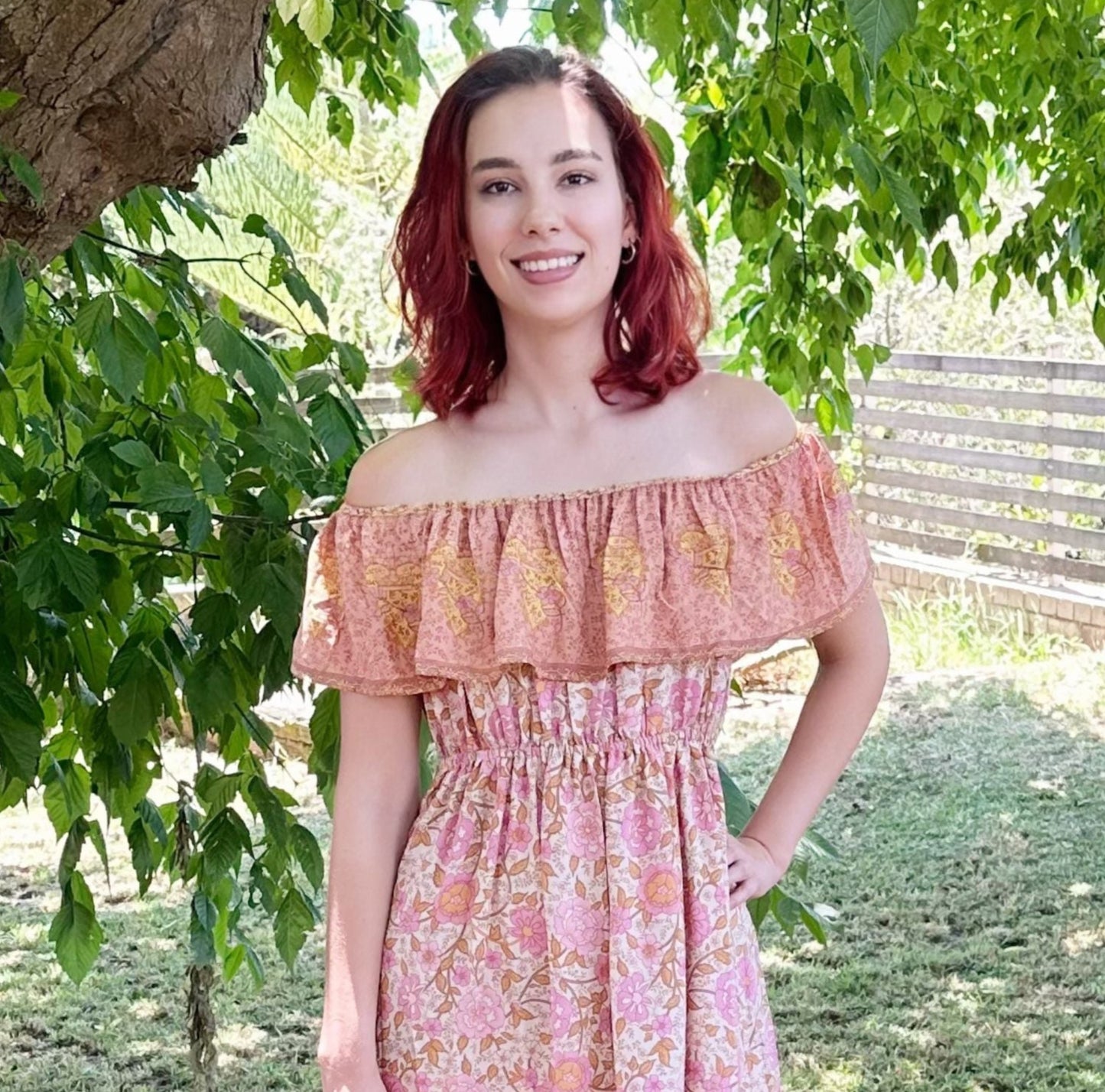 Salina OTS Boho Floral Maxi Dress by Boho Rhapsody