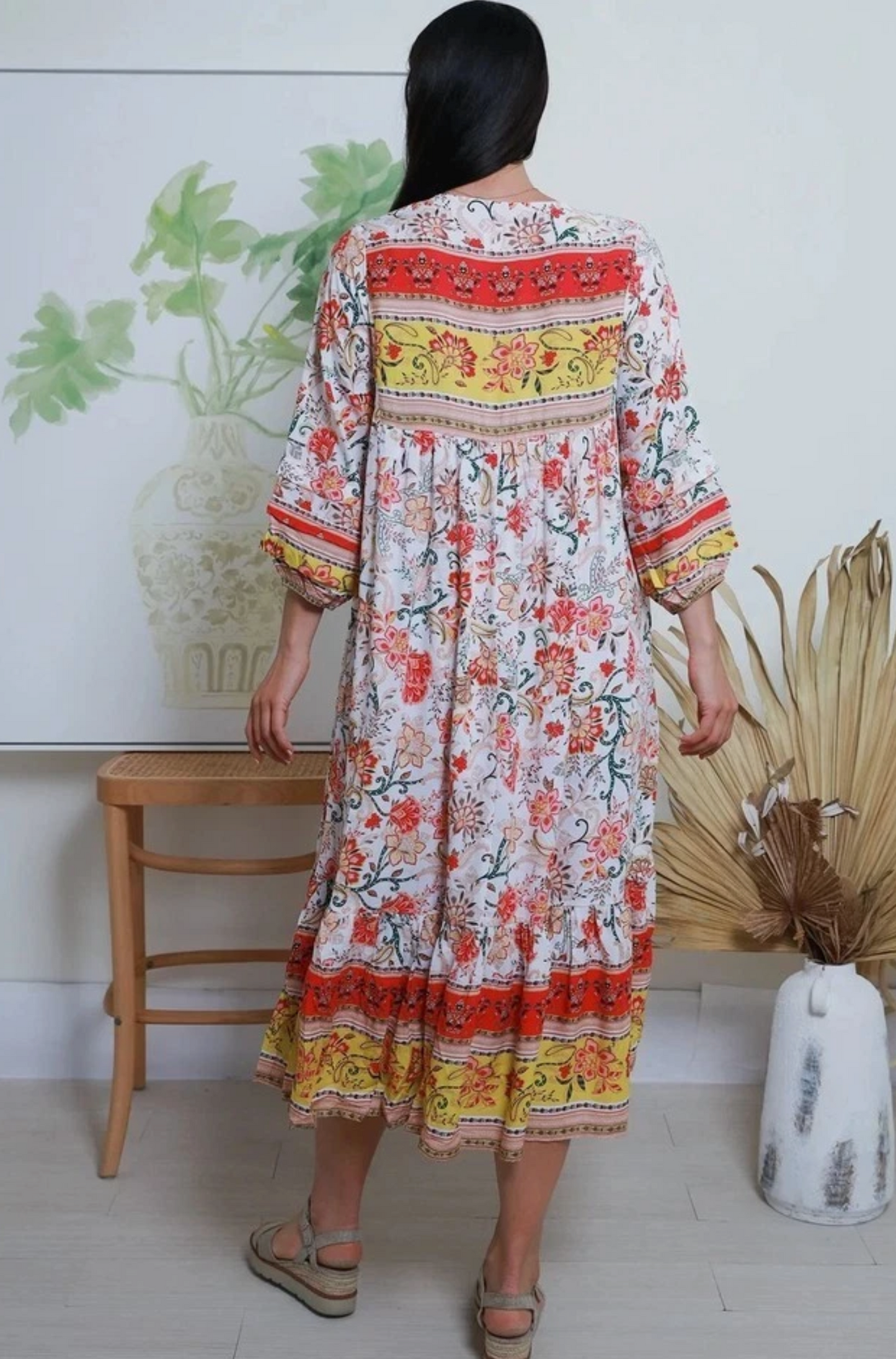 Piper Floral Folk Midi Dress 8