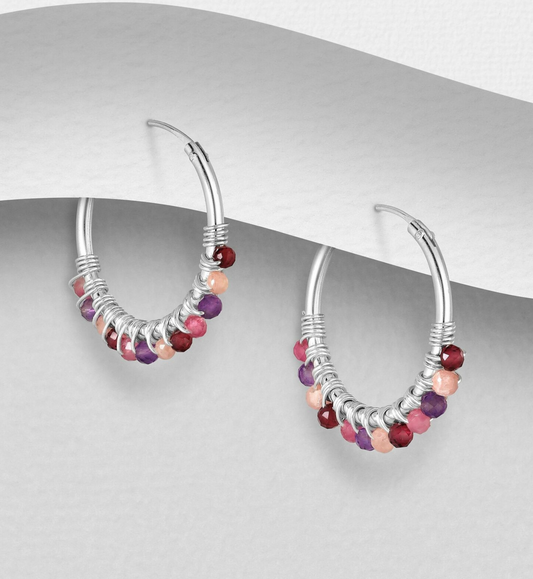 Sterling Silver Hoops with Crystals by Boho Rhapsody