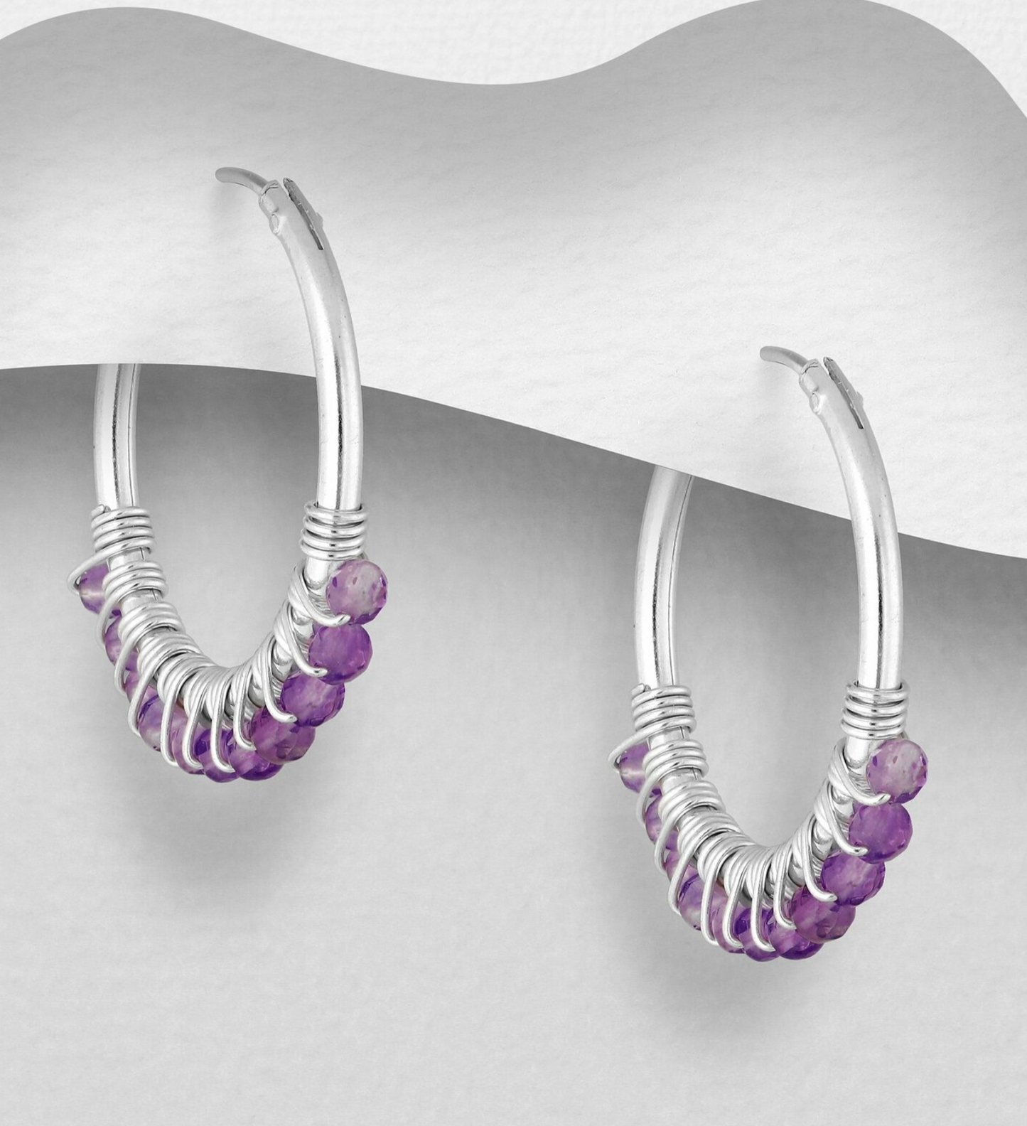 Sterling Silver Hoops with Crystals by Boho Rhapsody