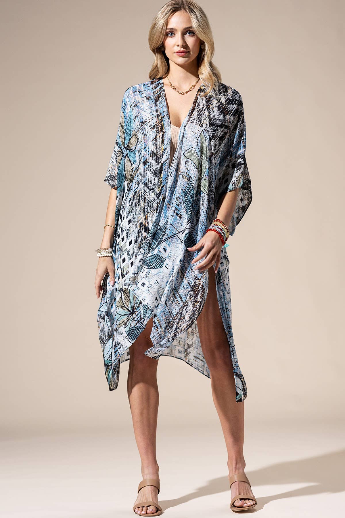 Floral Abstract Multi Kimono by Urbanista