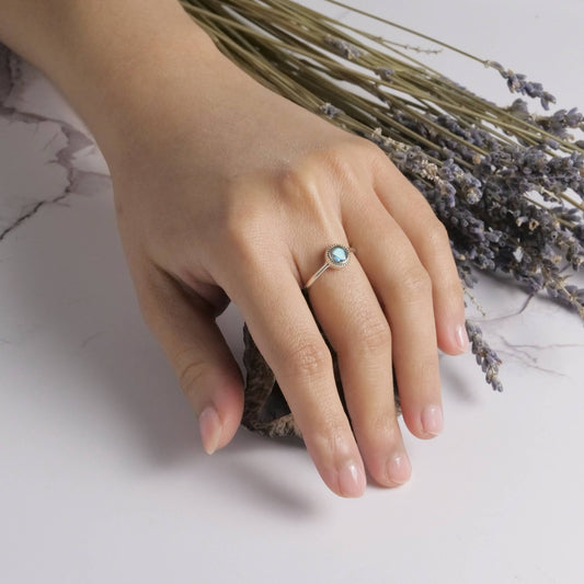 Sterling Silver Labradorite Solitaire Ring by Baizaar