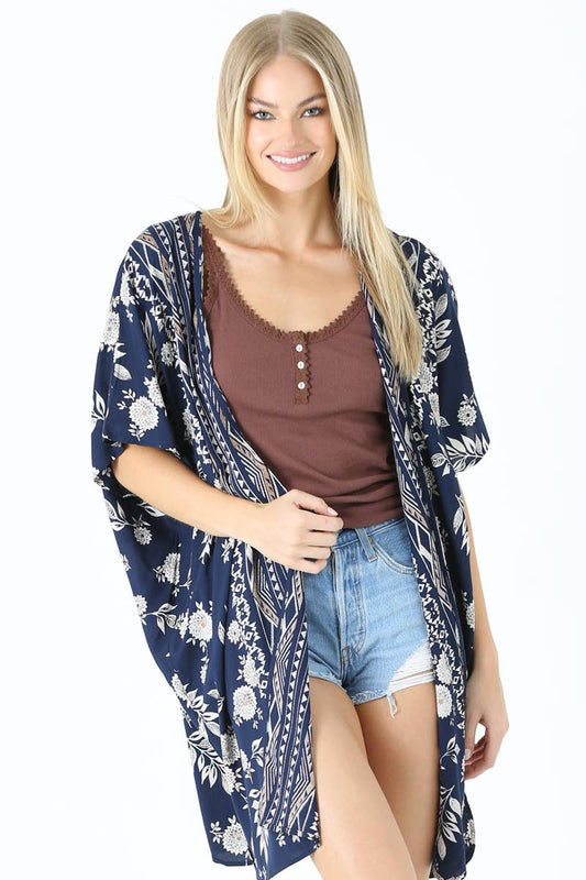 Amelia Navy Medium Length Kimono by ANGIE